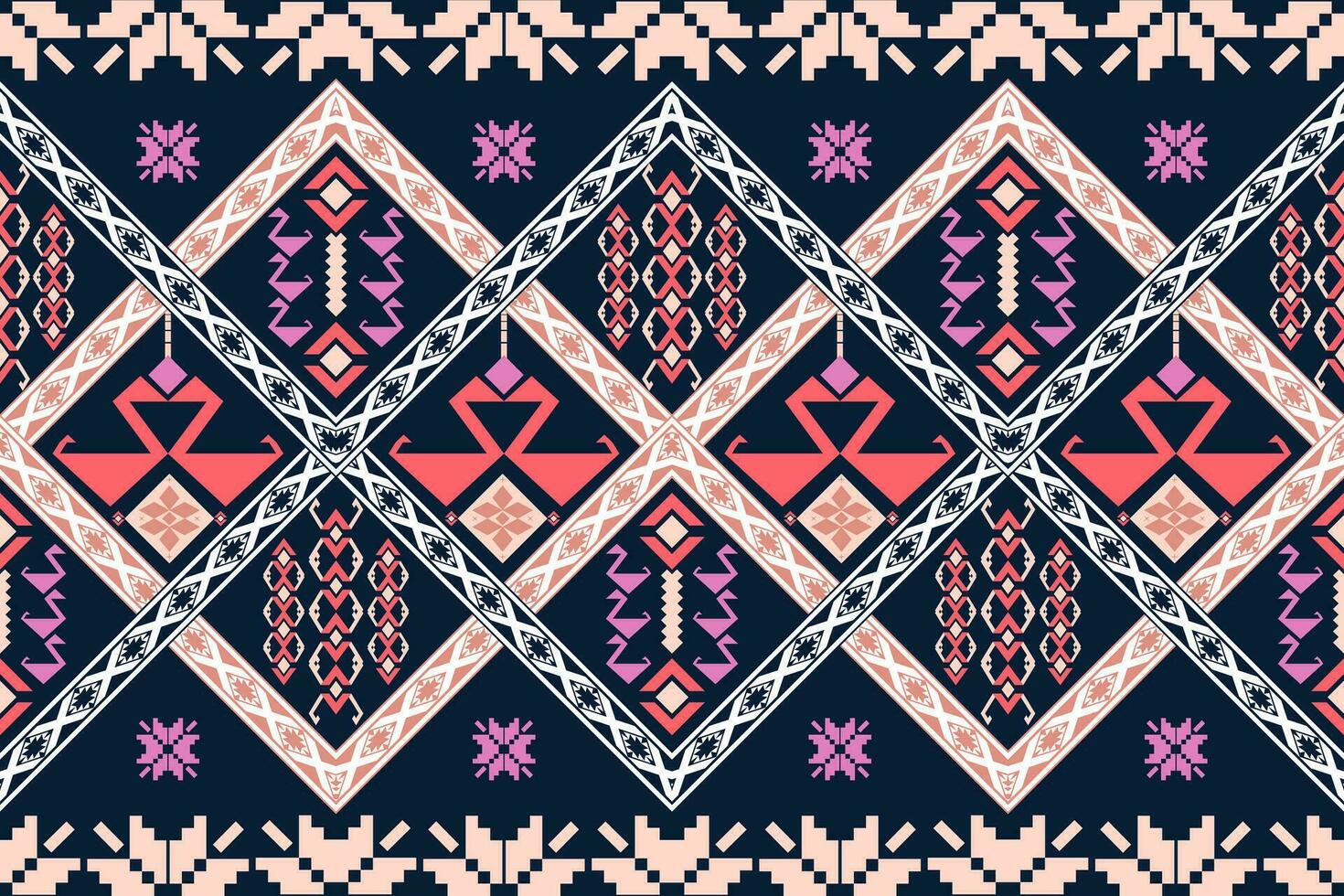 Ethnic abstract ikat.Beautiful colorful seamless ethnic pattern.Colorful geometric embroidery for Textiles,fabric,clothing,background,batik,knitwear,fashion vector