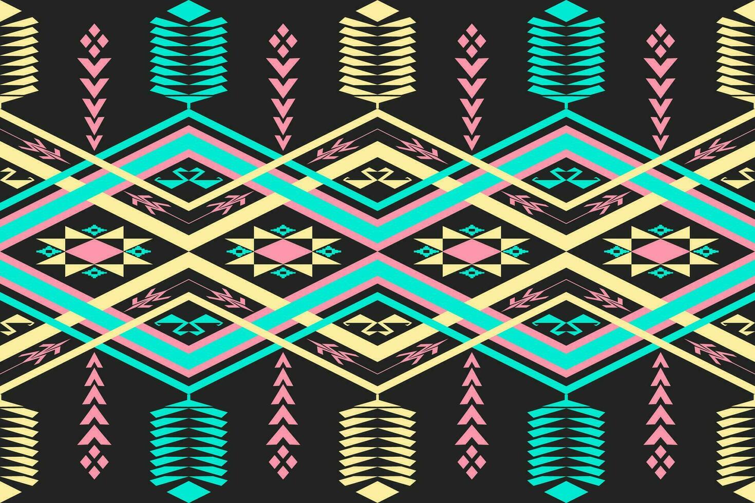 Aztec geometric pattern for vibrant color.Damask style pattern for textile and decoration.Ethnic abstract ikat.Seamless pattern in tribal.Native aztec boho vector design.