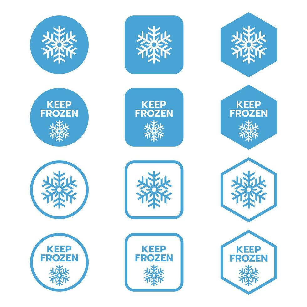 Keep Frozen Vector Sign for Package. Labels for frozen product isolated on white background