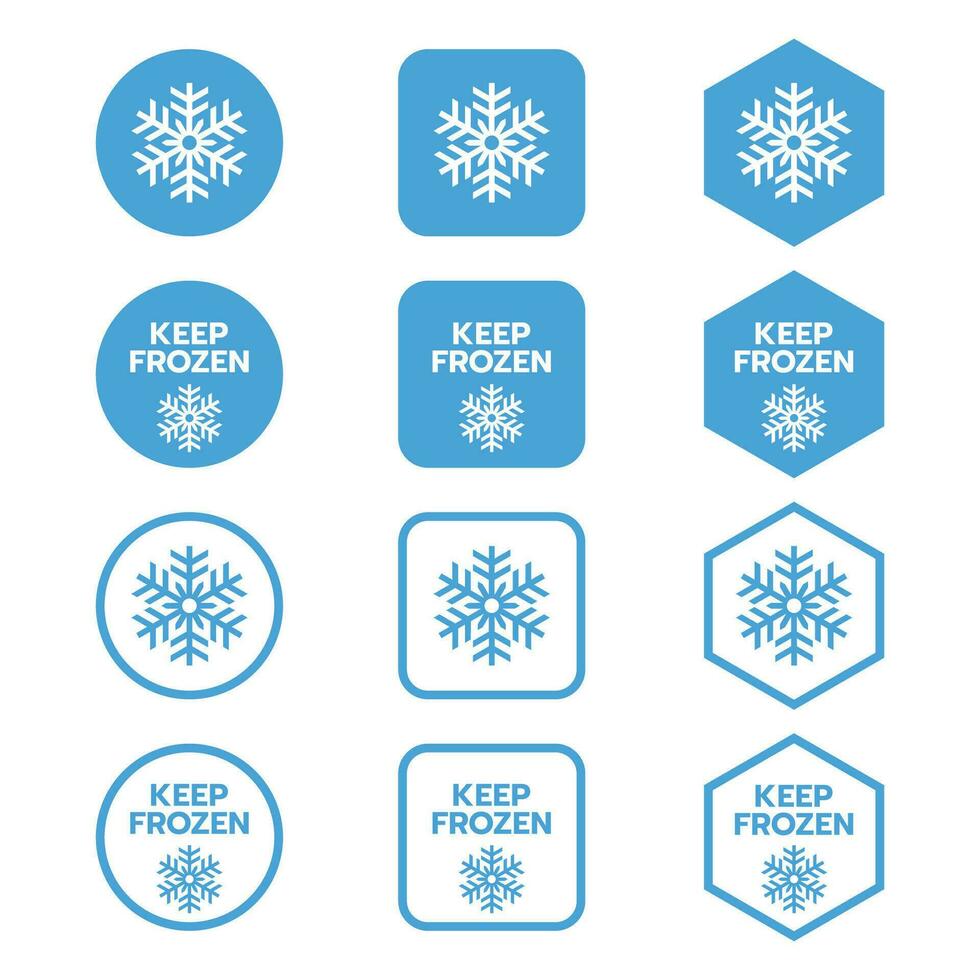 Keep Frozen Vector Sign for Package. Labels for frozen product isolated on white background