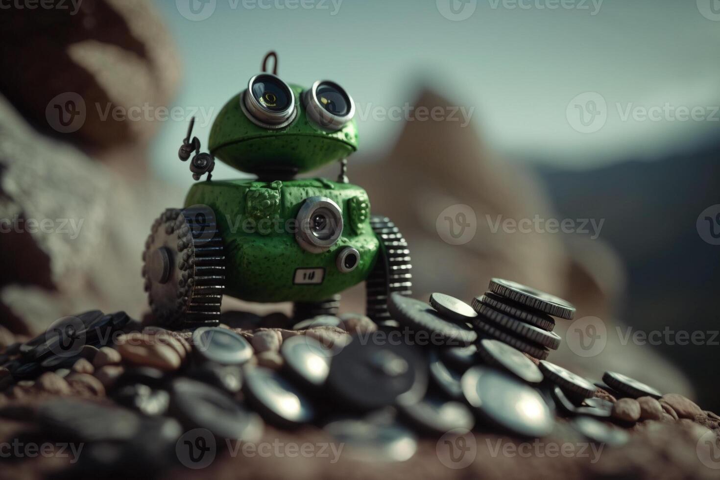 robot gold US dollar coin stock market forex trading graph futuristic Smart investment technology background, . photo