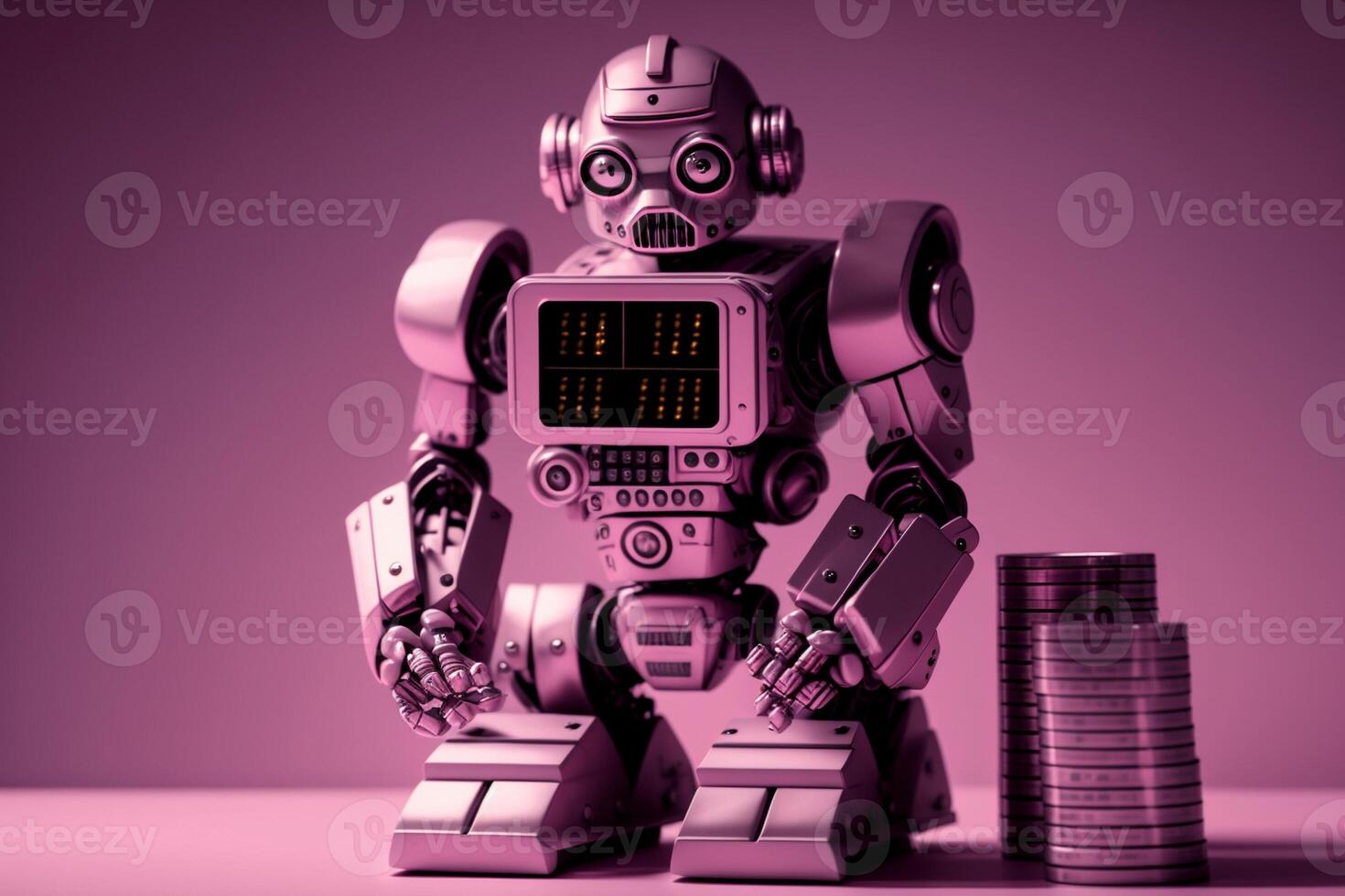 Future business 3d technology robot and stock chart traders, stock chart analysis to beat the market. . photo