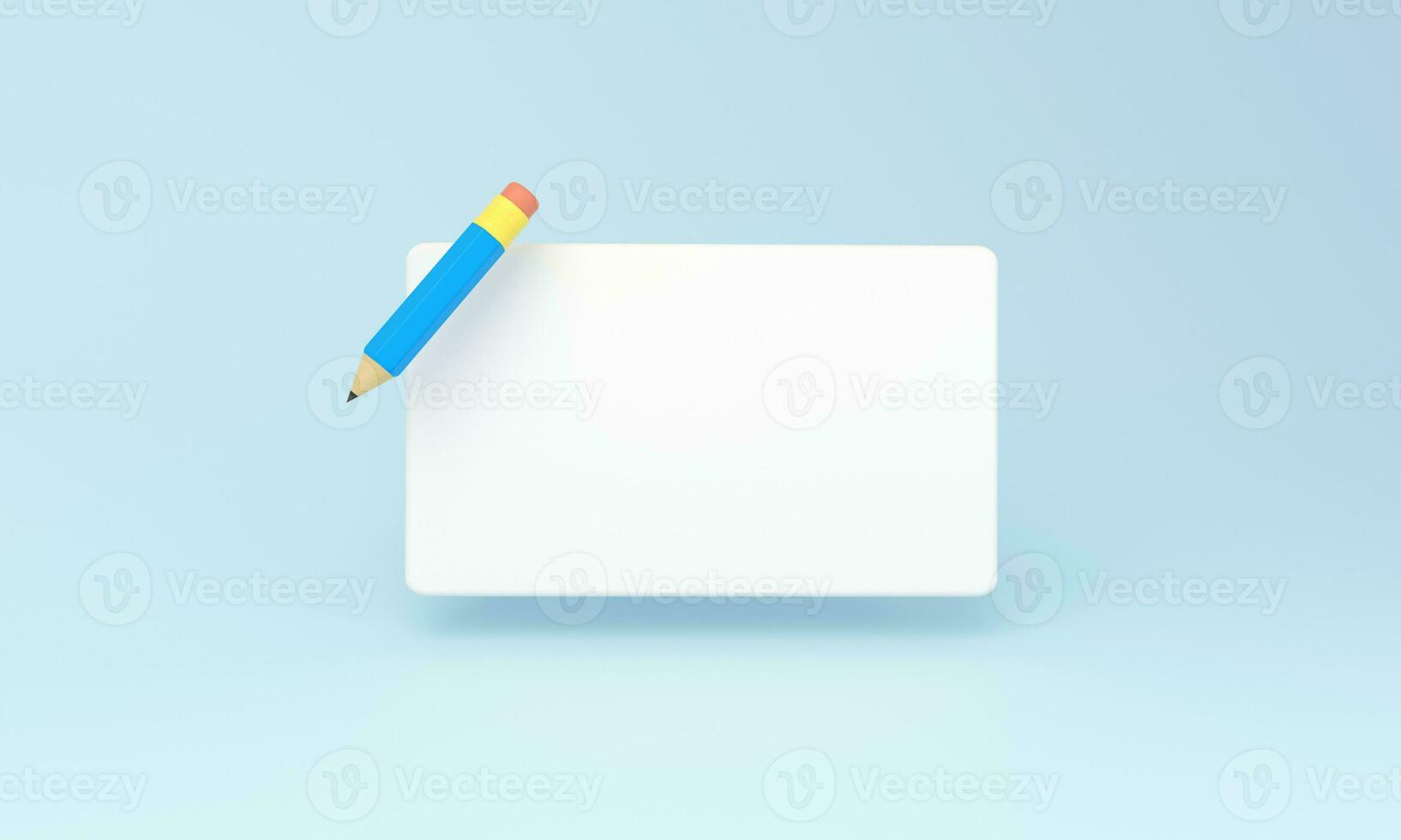 Pencil icon and Empty reminder pop up on blue background. Back to School concept. photo