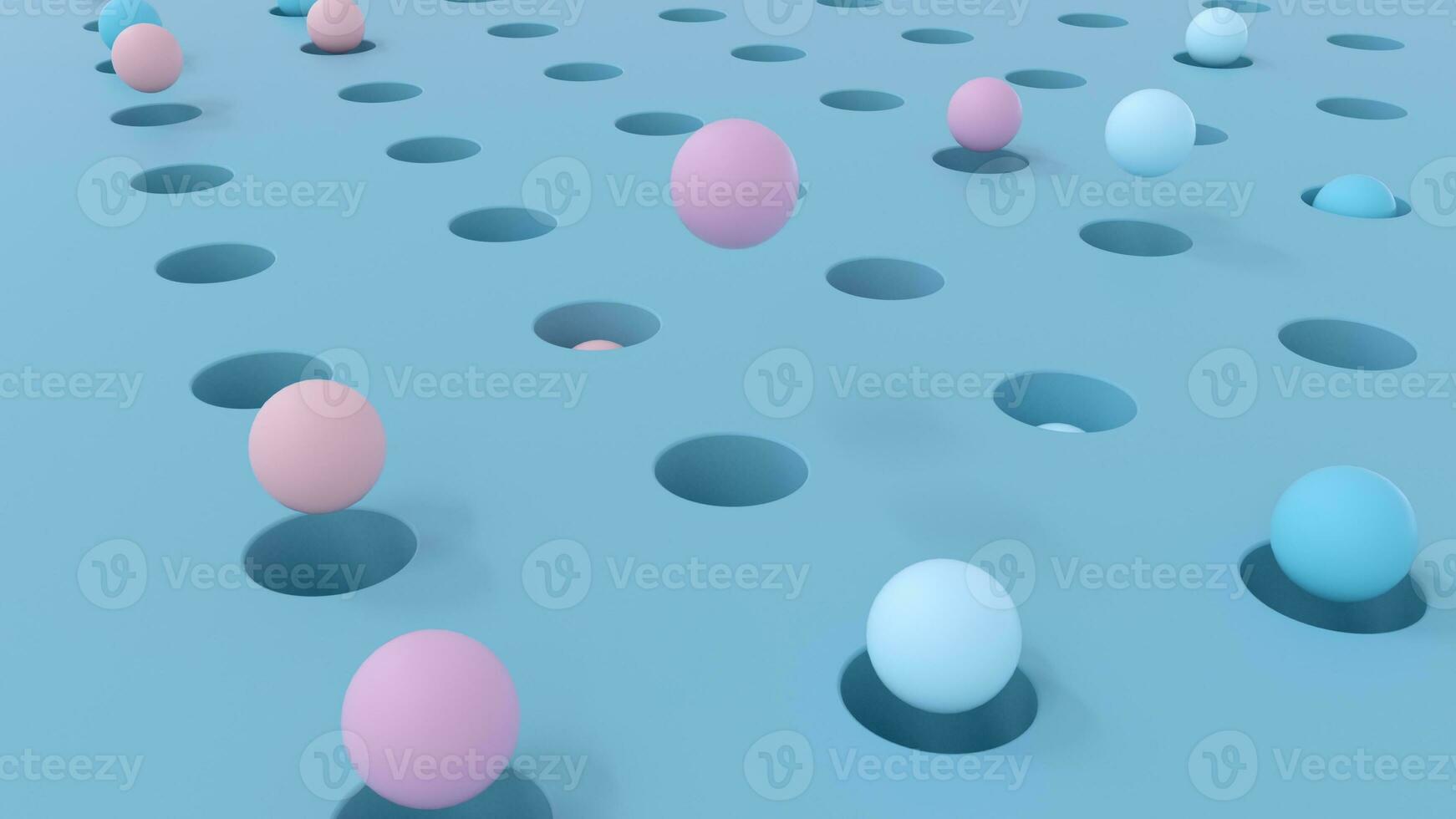 Seamless loop of an array balls jumping. Isometric perspective. Precision concept. photo