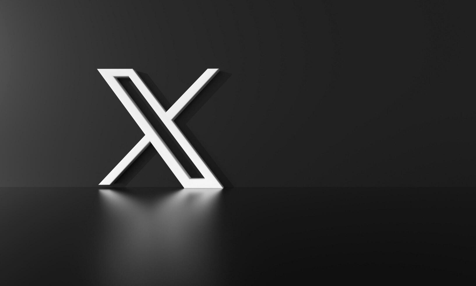 Madrid, Spain - August, 2023. New social media logo, Twitter x on black background. photo