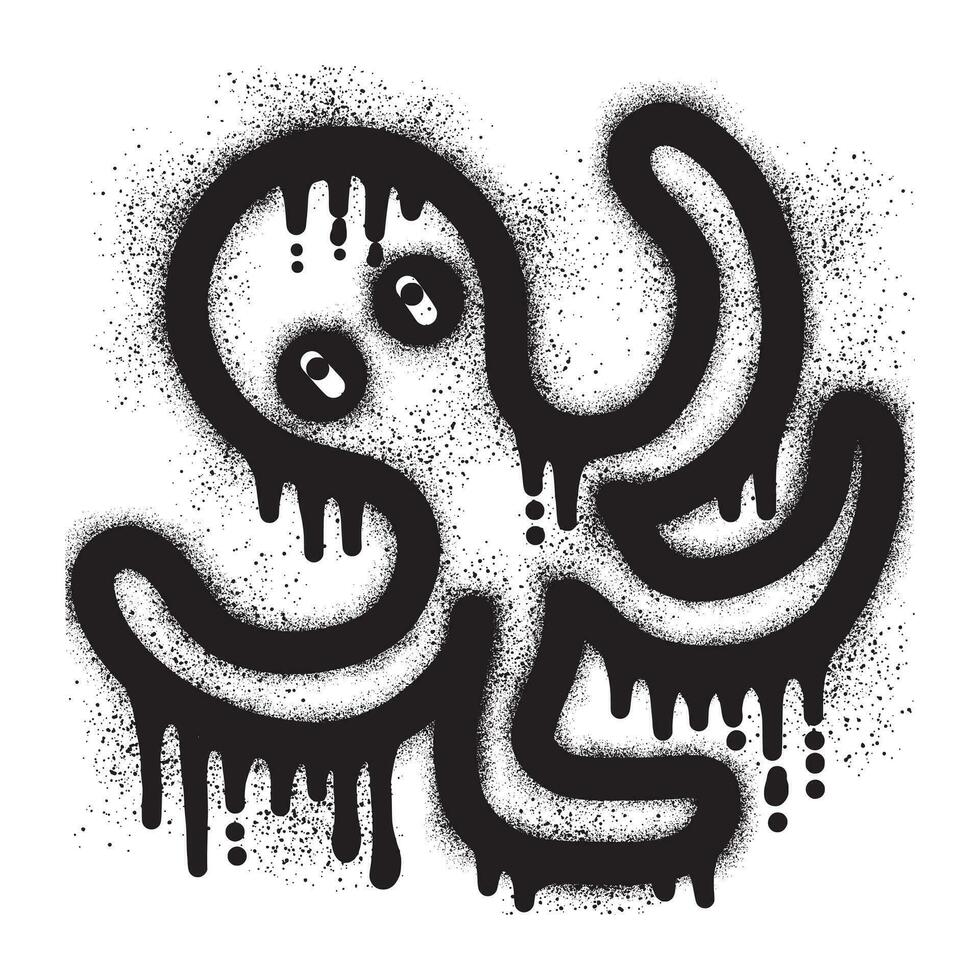 pulpo pintada Arte con negro rociar pintar vector