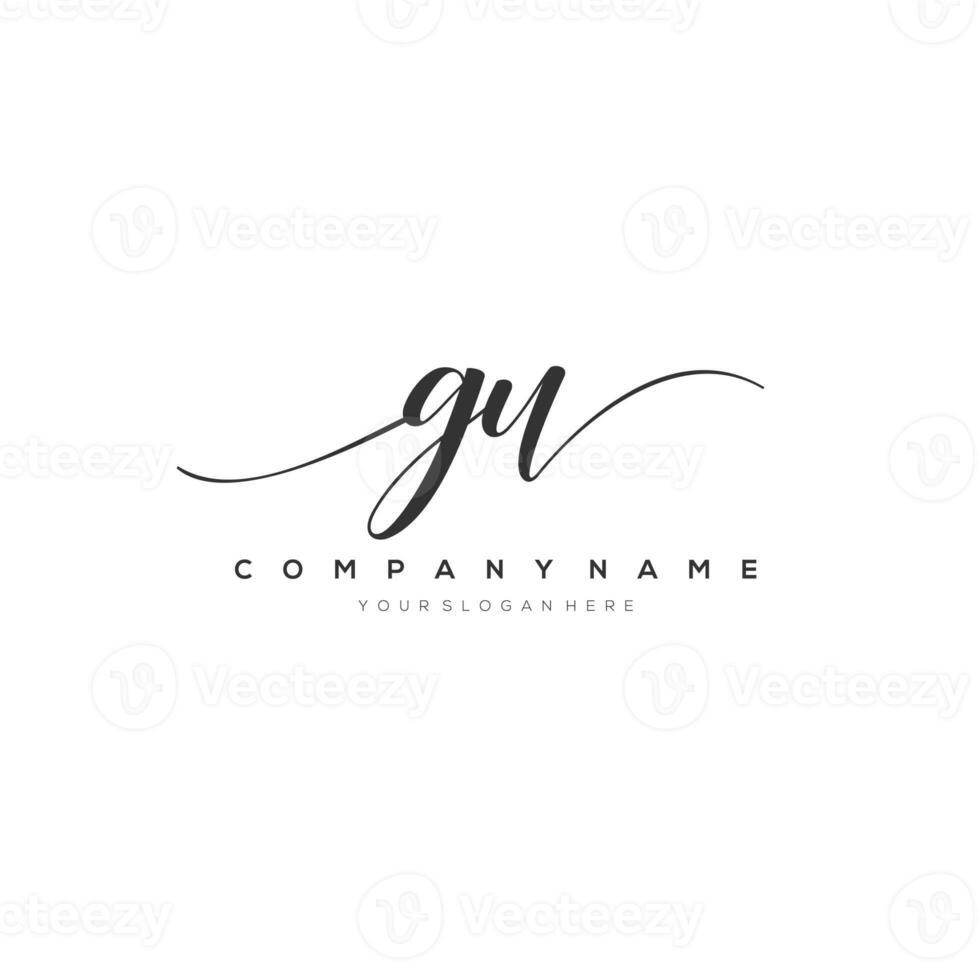 initial letter GU logo, flower handwriting logo design, vector logo for women beauty, salon, massage, cosmetic or spa brand art. photo