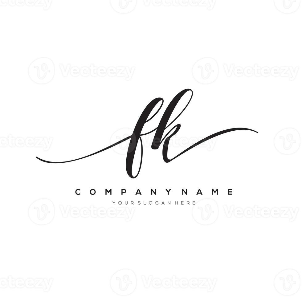 initial letter FK logo, flower handwriting logo design, vector logo for women beauty, salon, massage, cosmetic or spa brand art. photo