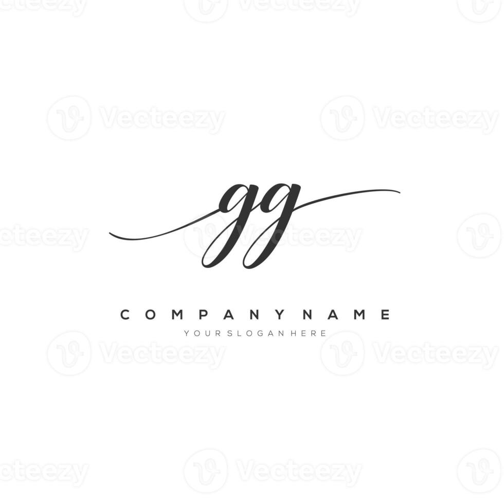initial letter GG logo, flower handwriting logo design, vector logo for women beauty, salon, massage, cosmetic or spa brand art. photo