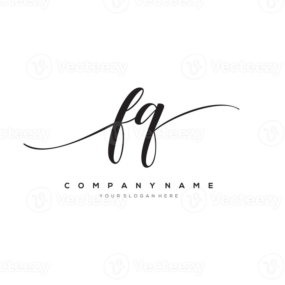 initial letter FQ logo, flower handwriting logo design, vector logo for women beauty, salon, massage, cosmetic or spa brand art. photo