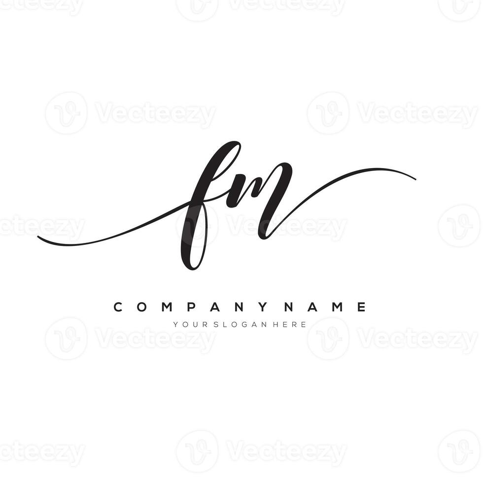 initial letter FM logo, flower handwriting logo design, vector logo for women beauty, salon, massage, cosmetic or spa brand art. photo