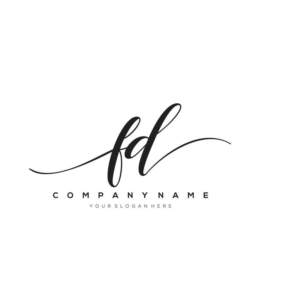 initial letter FD logo, flower handwriting logo design, vector logo for women beauty, salon, massage, cosmetic or spa brand art.