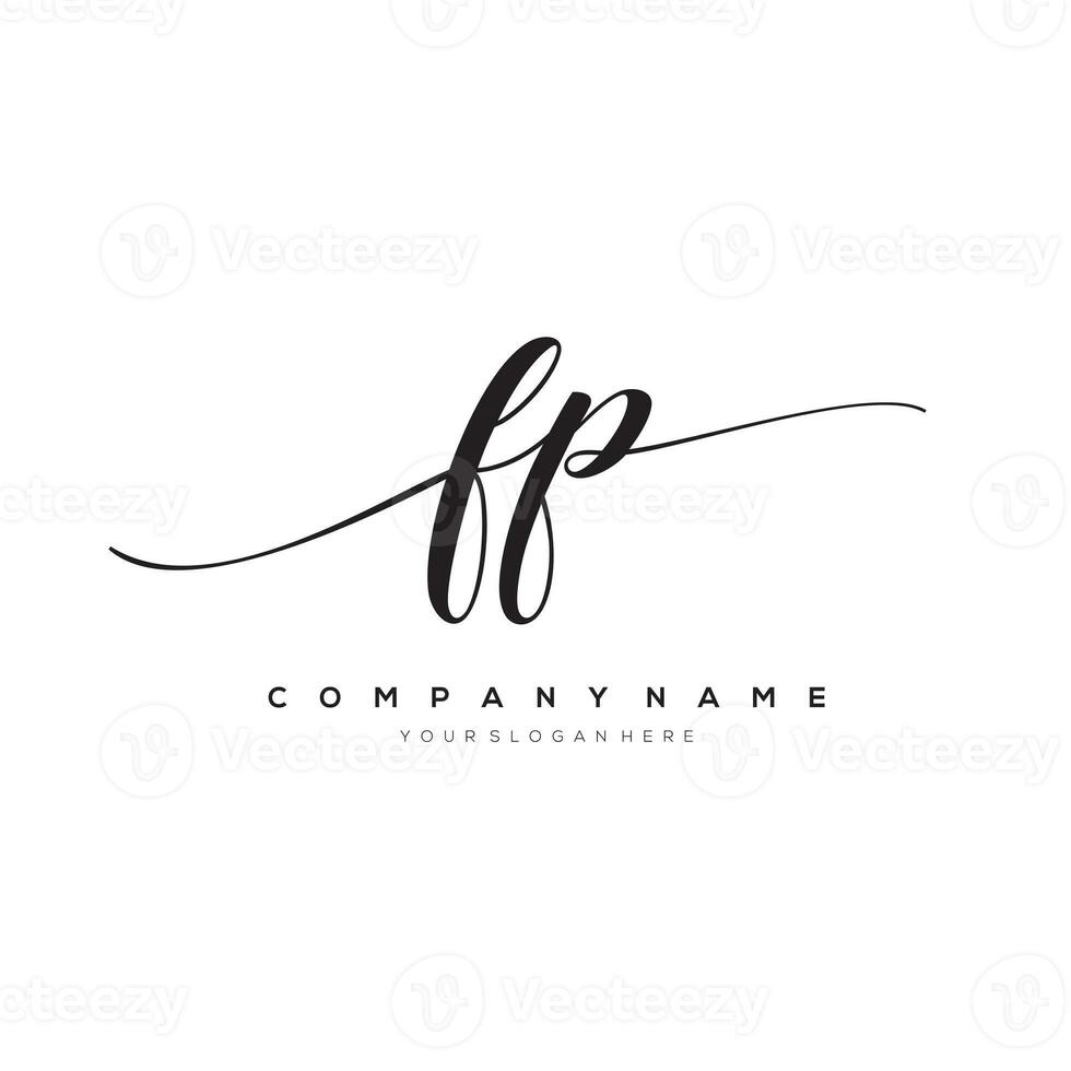 initial letter FP logo, flower handwriting logo design, vector logo for women beauty, salon, massage, cosmetic or spa brand art. photo