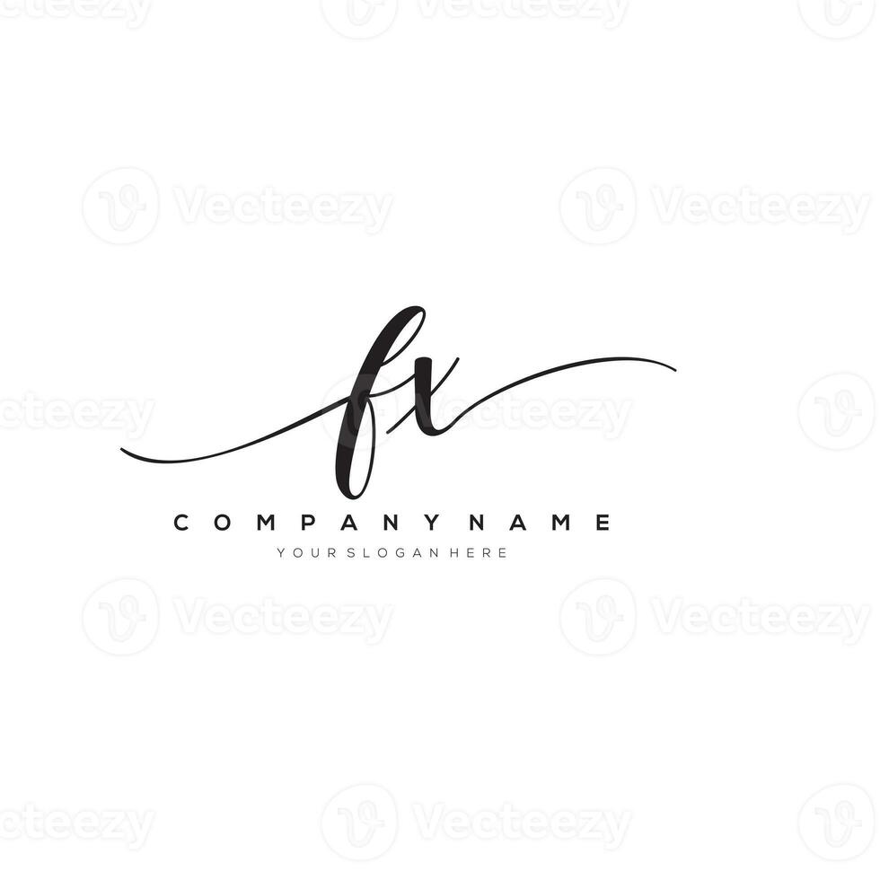 initial letter FX logo, flower handwriting logo design, vector logo for women beauty, salon, massage, cosmetic or spa brand art. photo