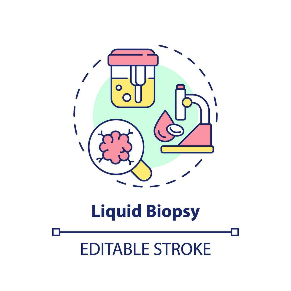 Liquid biopsy concept icon. Oncology diagnostic process. Precision medicine method. Technological advance abstract idea thin line illustration. Isolated outline drawing. Editable stroke vector