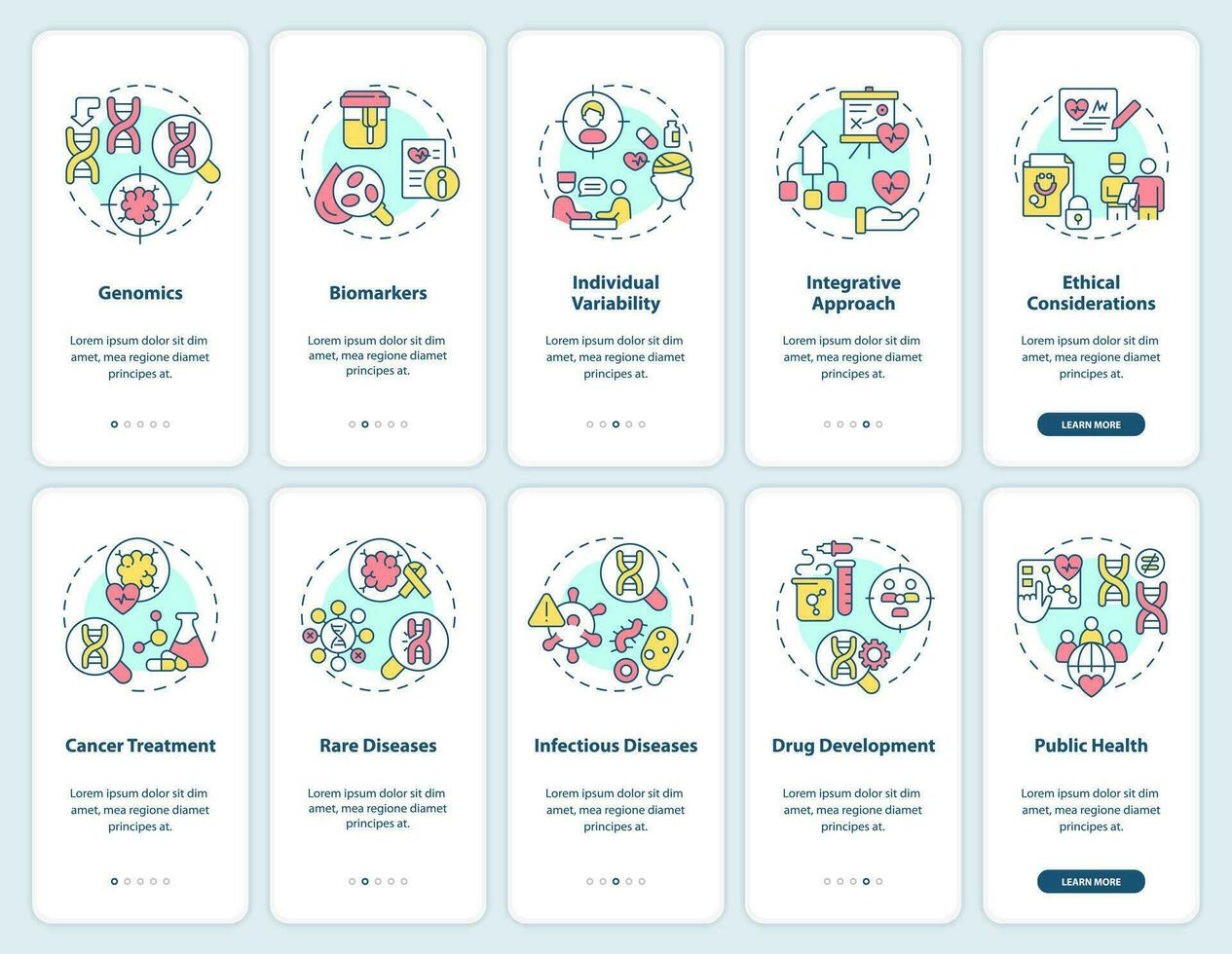 precisión medicina inducción móvil aplicación pantallas colocar. recorrido 5 5 pasos editable gráfico instrucciones con lineal conceptos. ui, ux, gui modelo vector