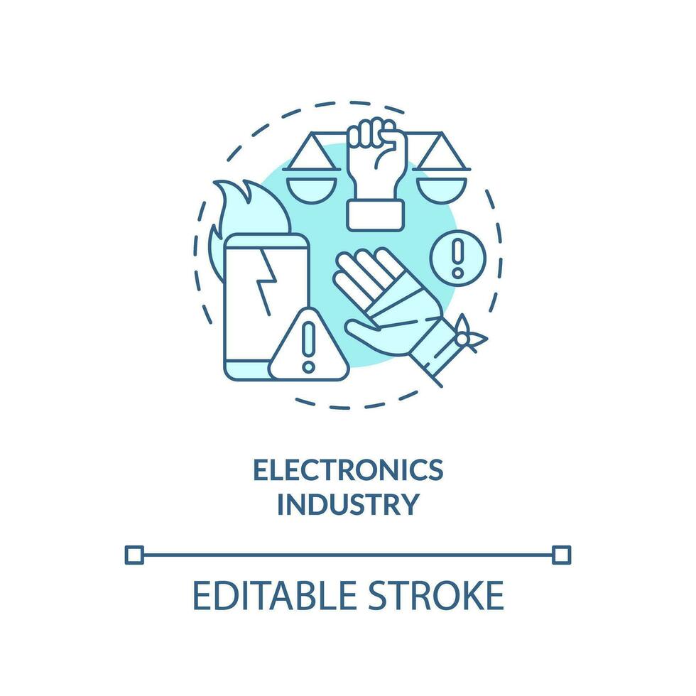 2D editable electronics industry thin line icon concept, isolated vector, blue illustration representing product liability. vector