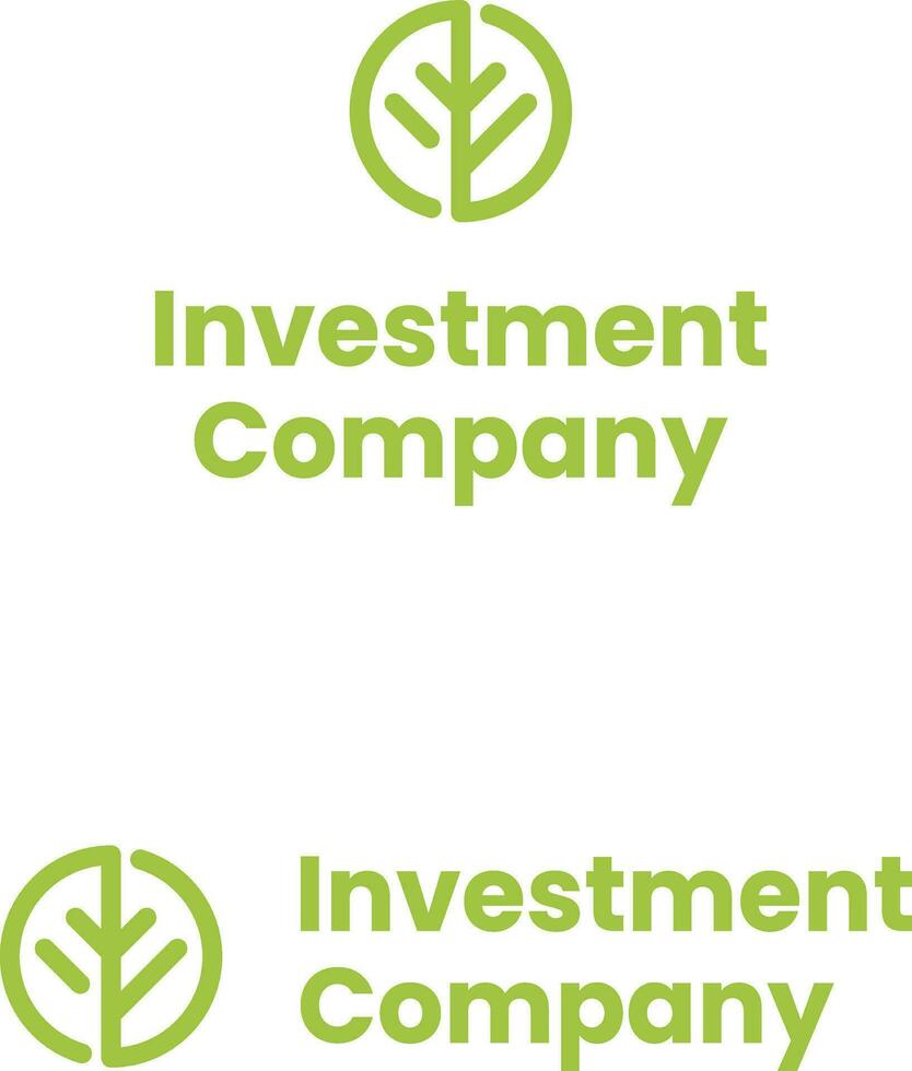 Investment company green line business logo. Brand name. Financial service. Sprout symbol. Design element. Visual identity. Suitable for asset management, urban farm company vector