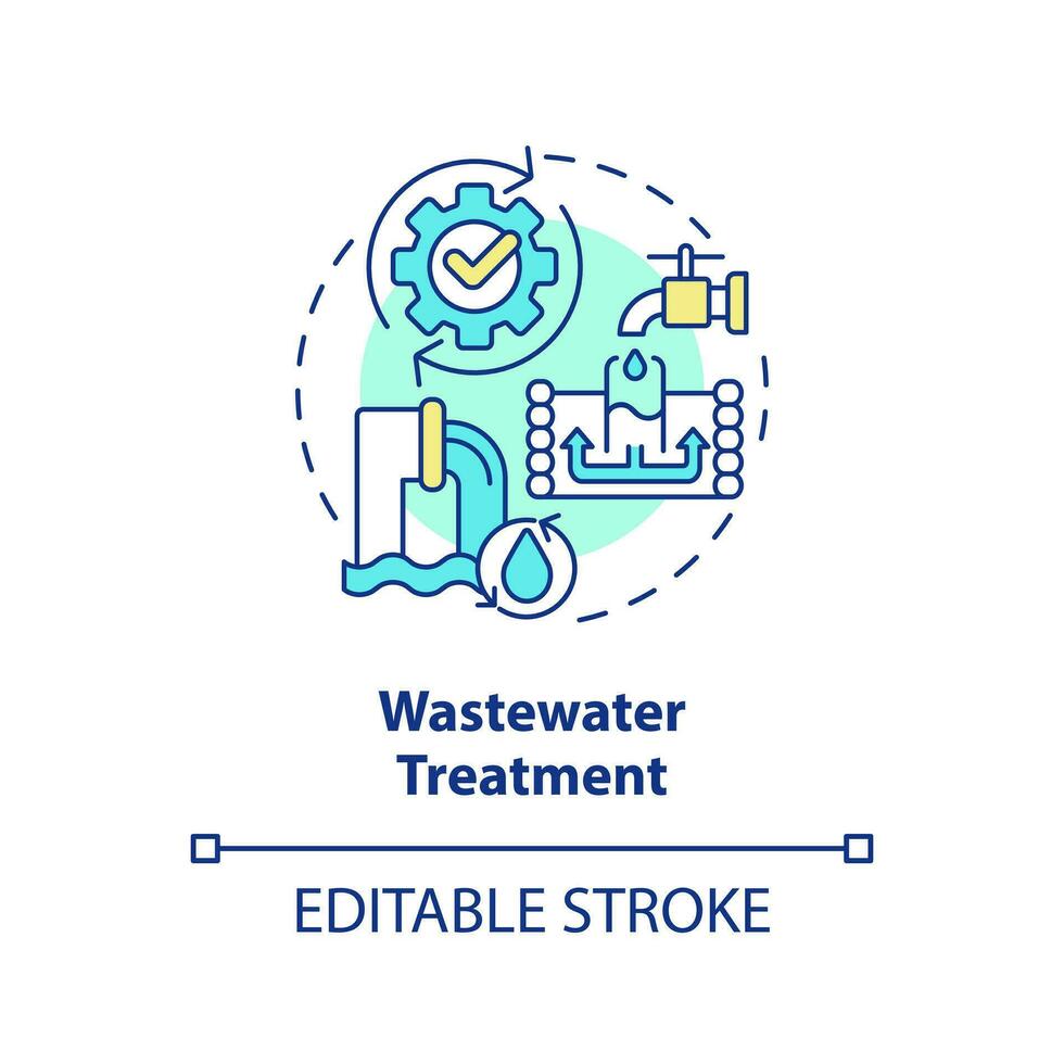 Wastewater treatment concept icon. Eliminate contaminants. Dirty water processing abstract idea thin line illustration. Isolated outline drawing. Editable stroke vector