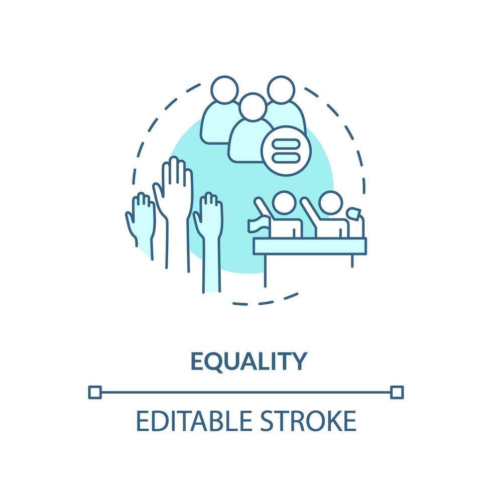 Equality blue concept icon. Equal rights and opportunities for all. Law, justice idea abstract idea thin line illustration. Isolated outline drawing. Editable stroke vector