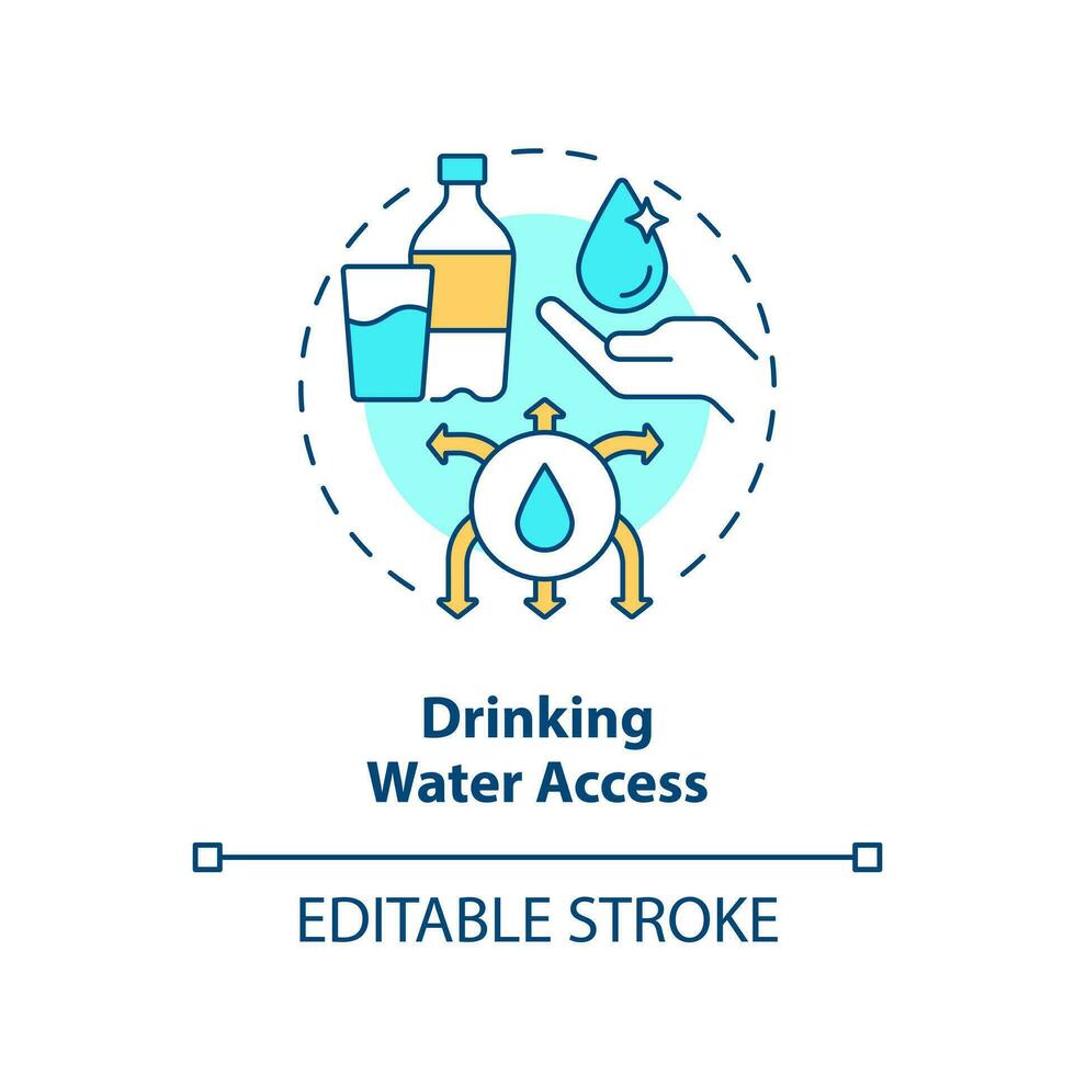 Drinking water access concept icon. Public health. Clean aqua and sanitation abstract idea thin line illustration. Isolated outline drawing. Editable stroke vector