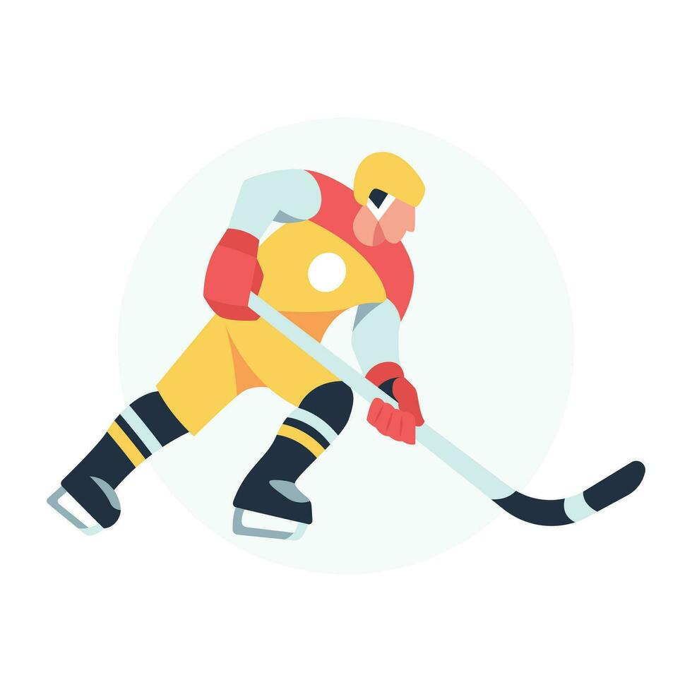 Ice Hockey Sports Player Vector Illustration Dynamic Hockey Player in Action