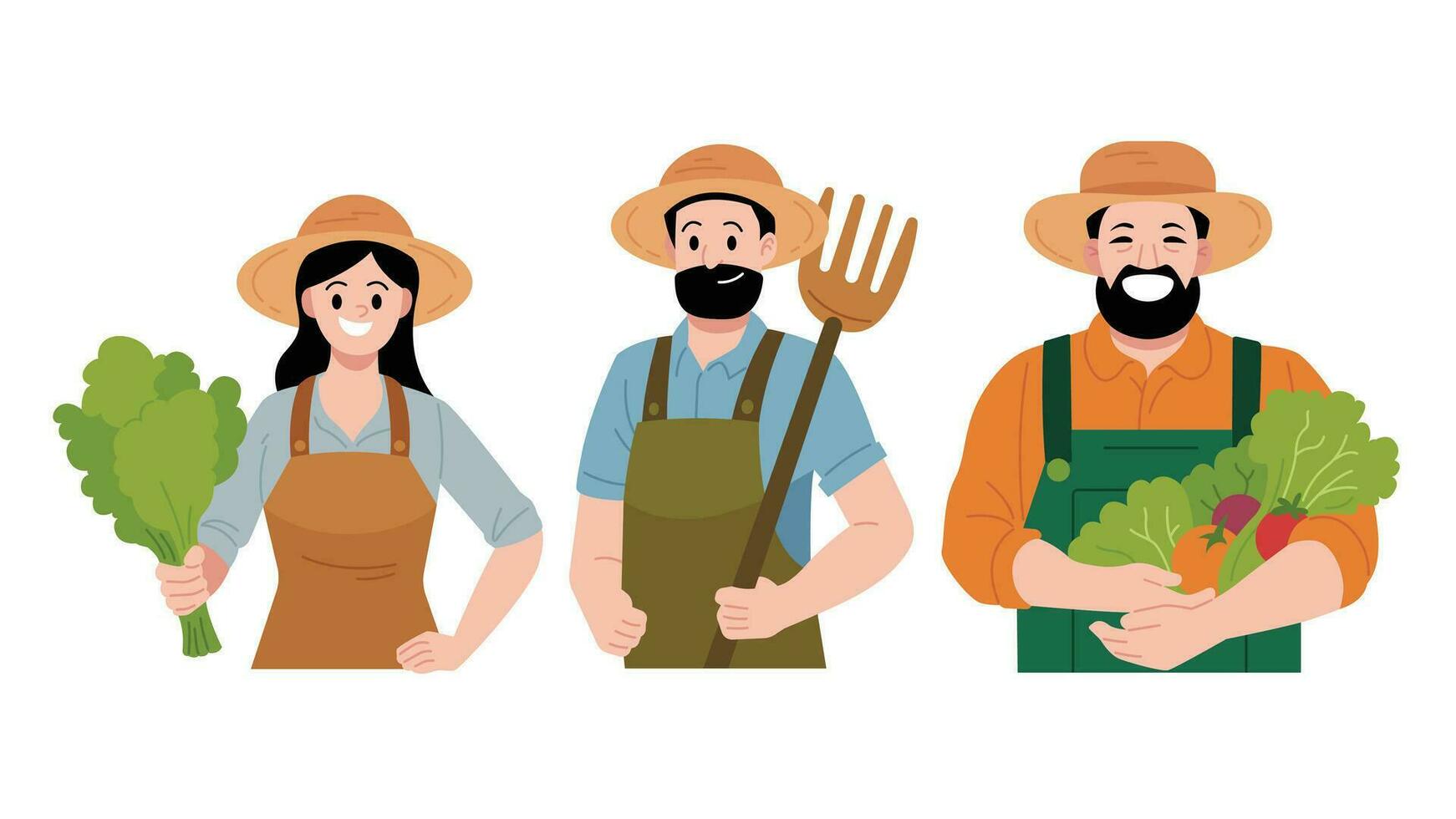 Smiling Farmer Collection Vector Illustration