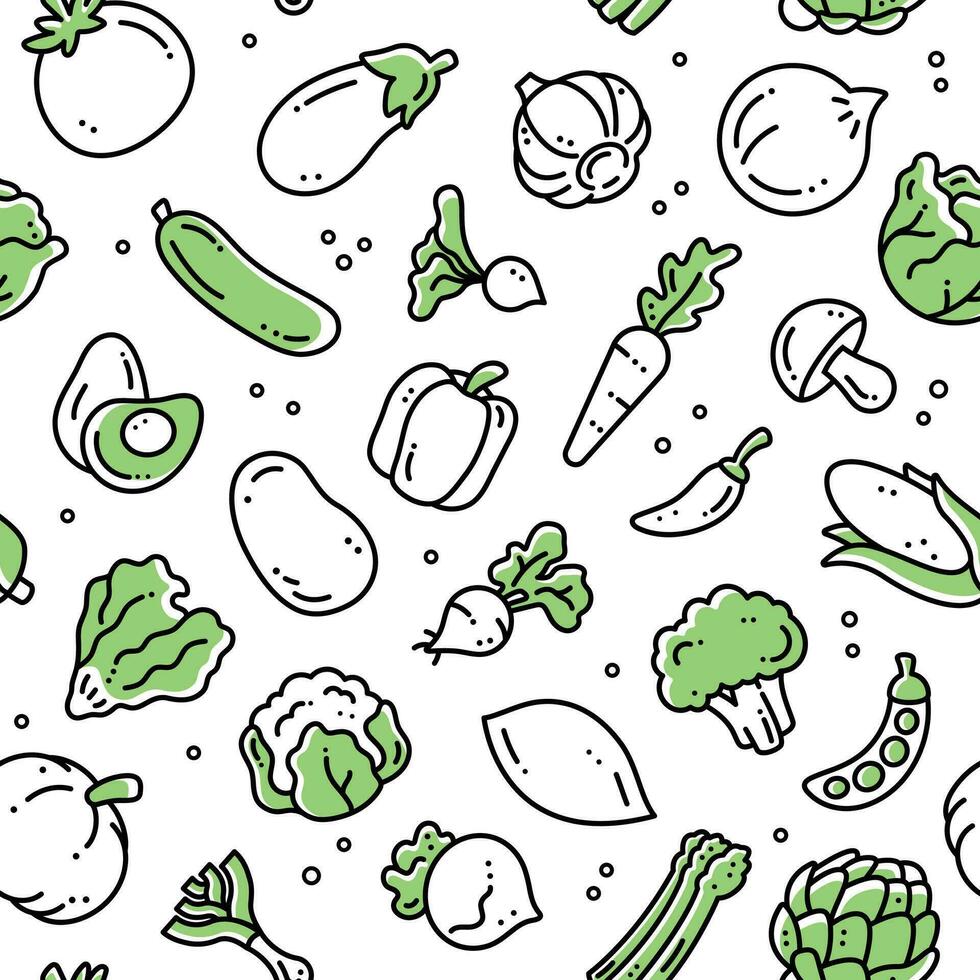 Fresh and Healthy Seamless Veggies Pattern Vector Illustration