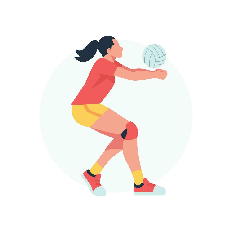 Volleyball Sports Player Vector Illustration Volleyball Player Spikes the Ball