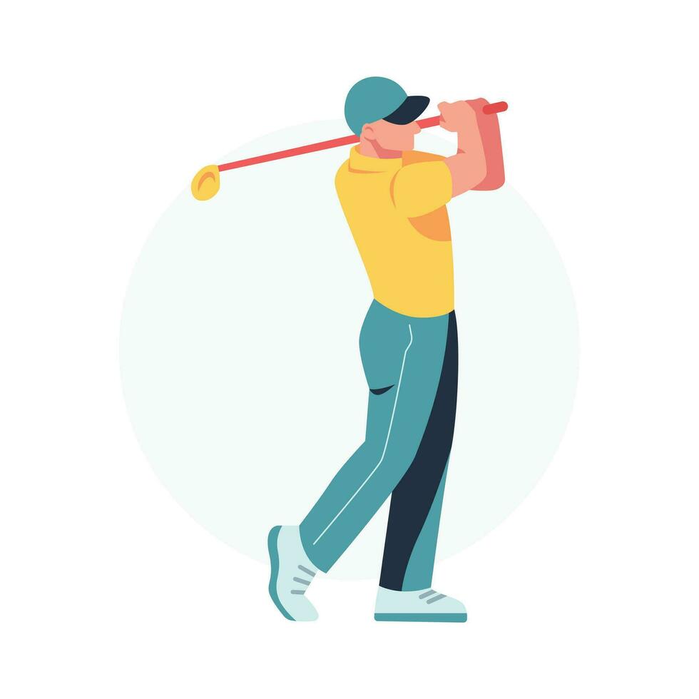 golf Deportes jugador vector ilustración balanceo para el agujero