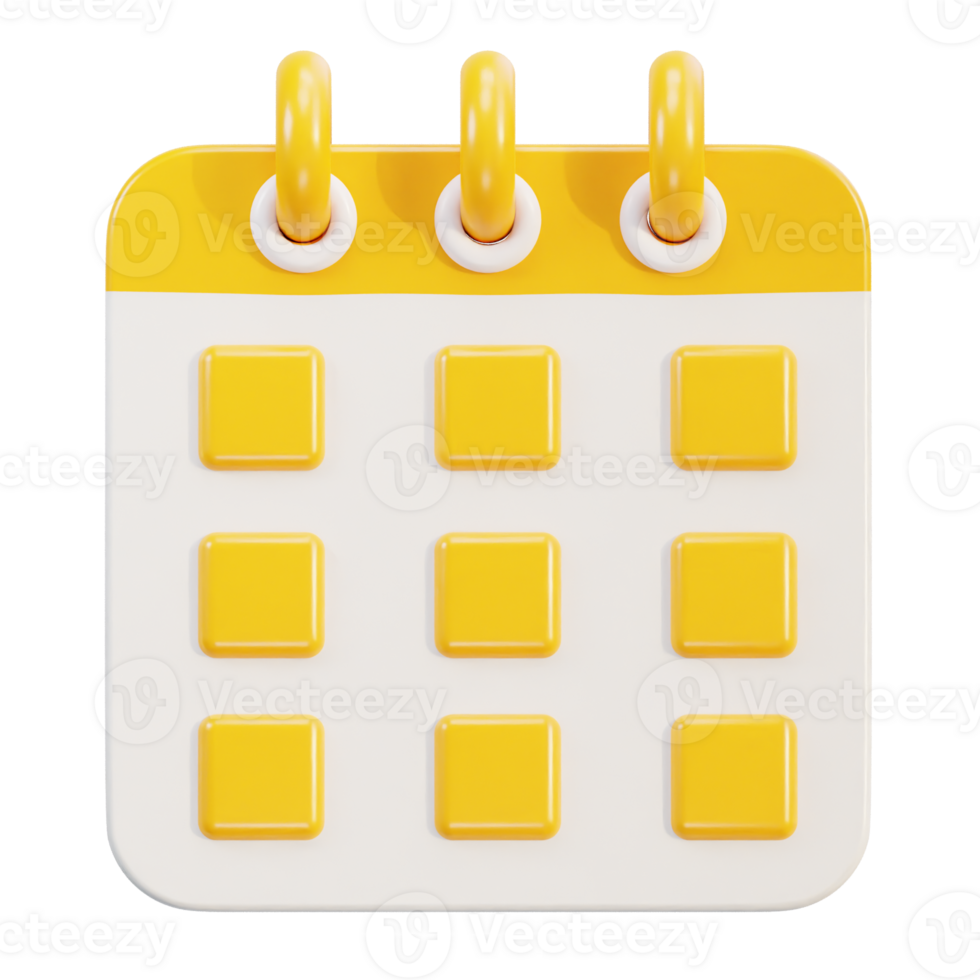 Calendar 3d icon with rings, date time management png