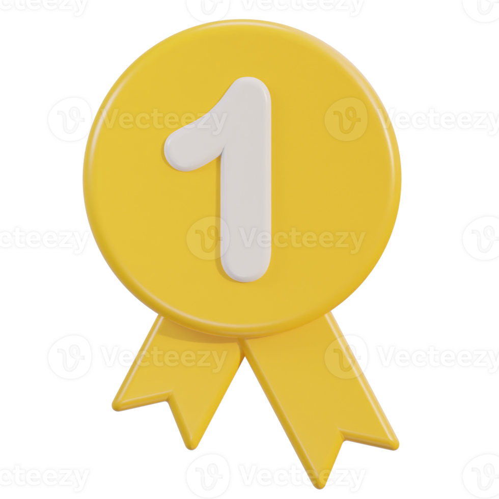 3d number one badge icon png