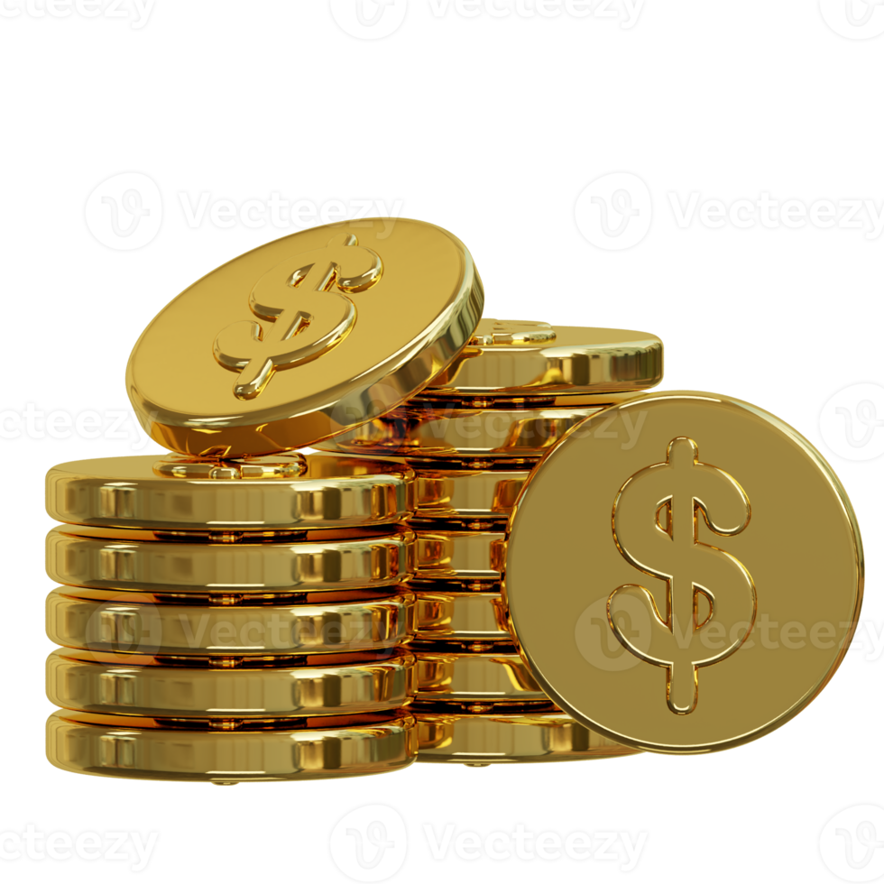 Gold coins with dollar icon png