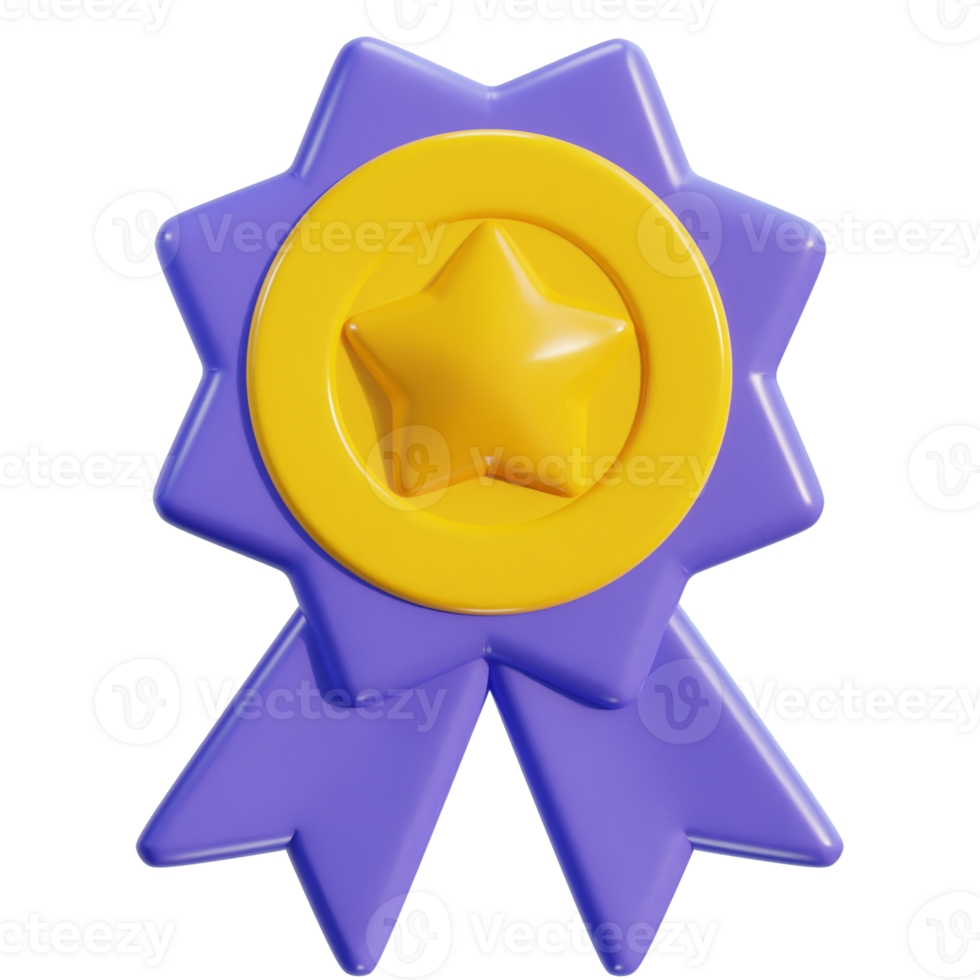 3d winner ribbon award medal with star icon png