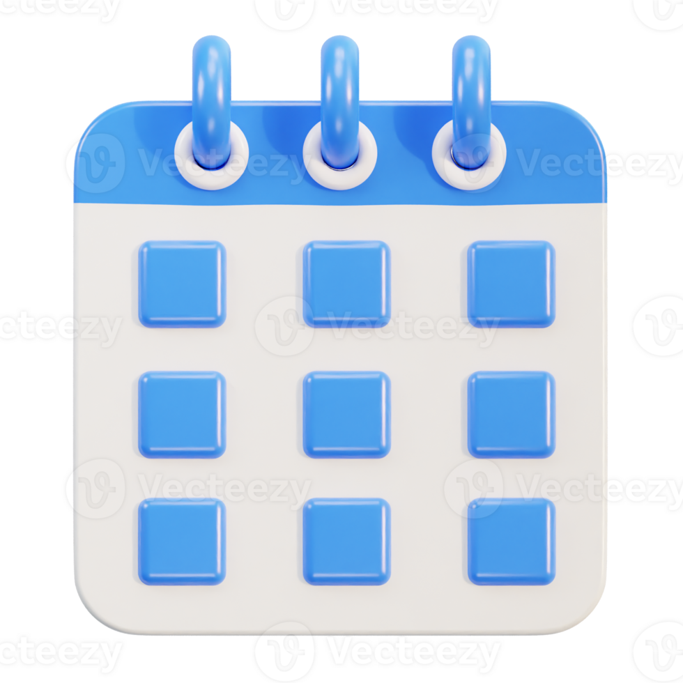 Calendar 3d icon with rings, date time management png