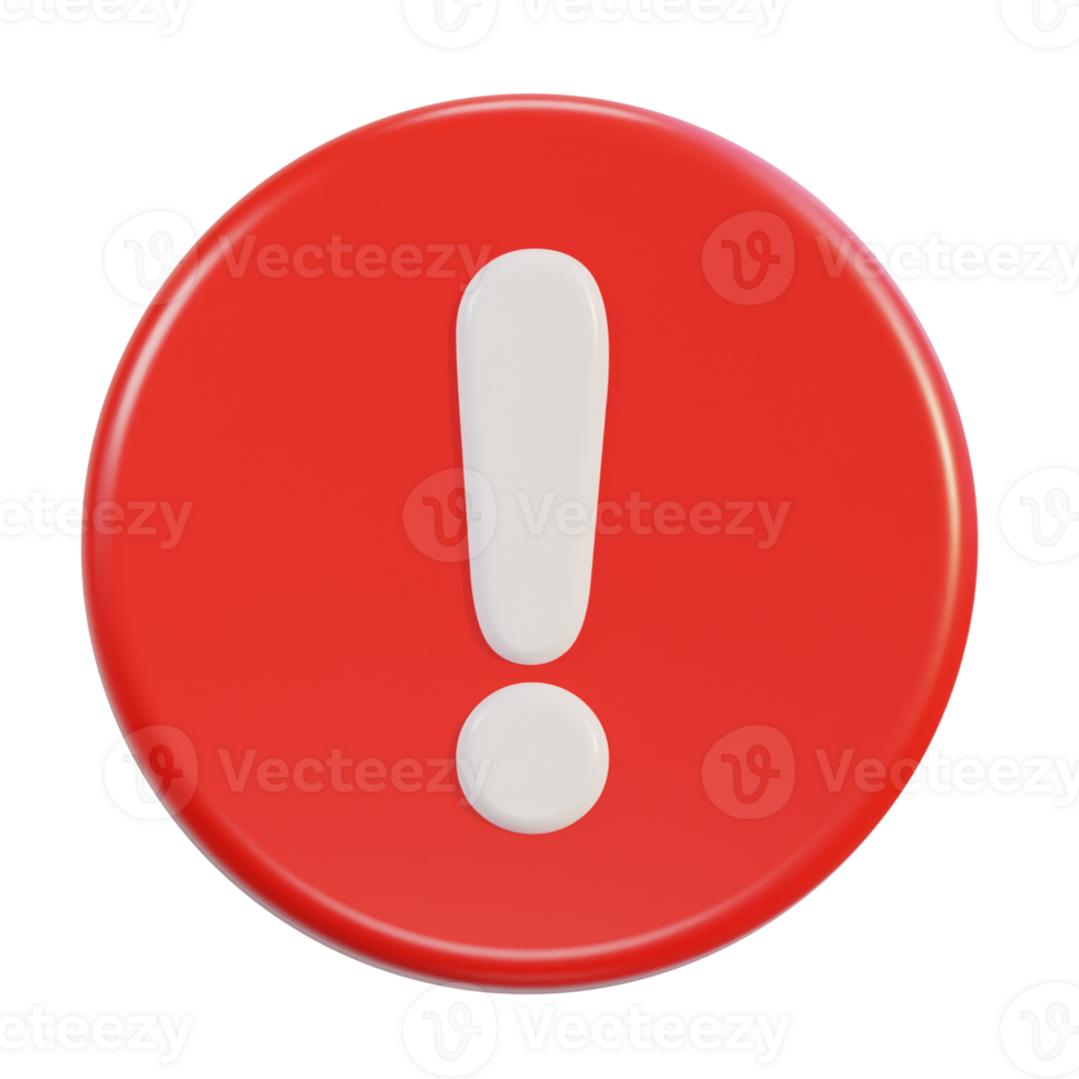 3d warning or danger risk message alert problem icon png