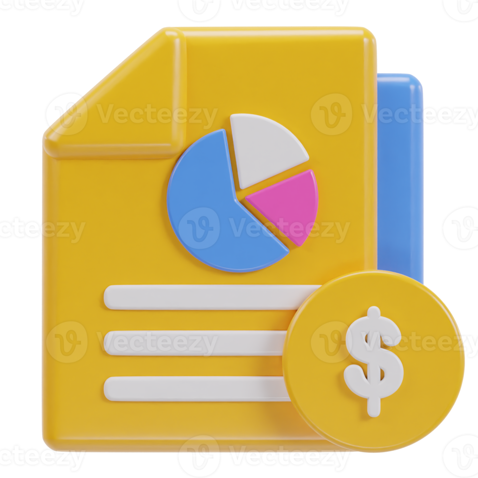 Financial business report concept with dollar coin stacks and financial data chart icon png