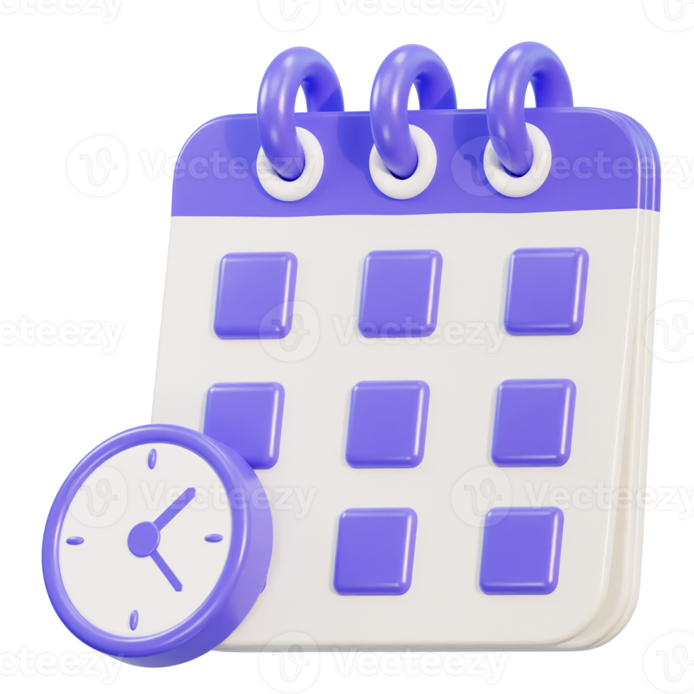 Calendar 3d icon with rings, date time management png