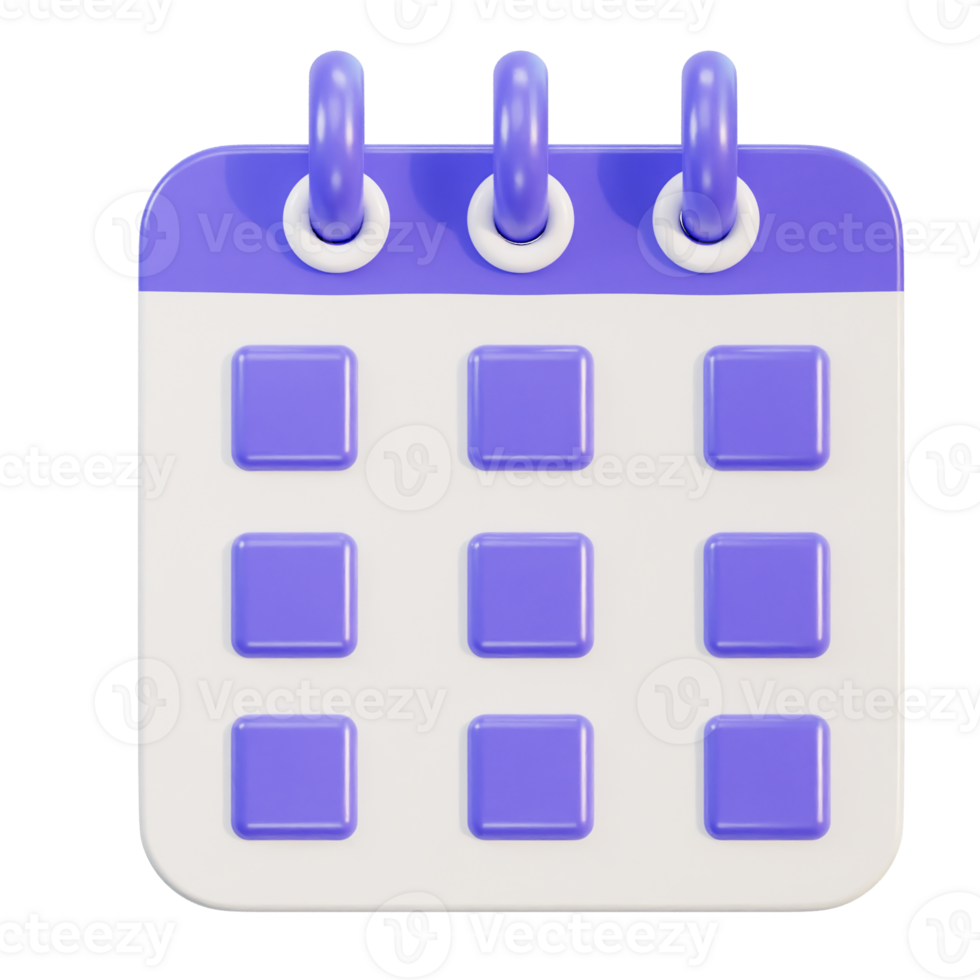 kalender 3d icoon met ringen, datum tijd beheer png