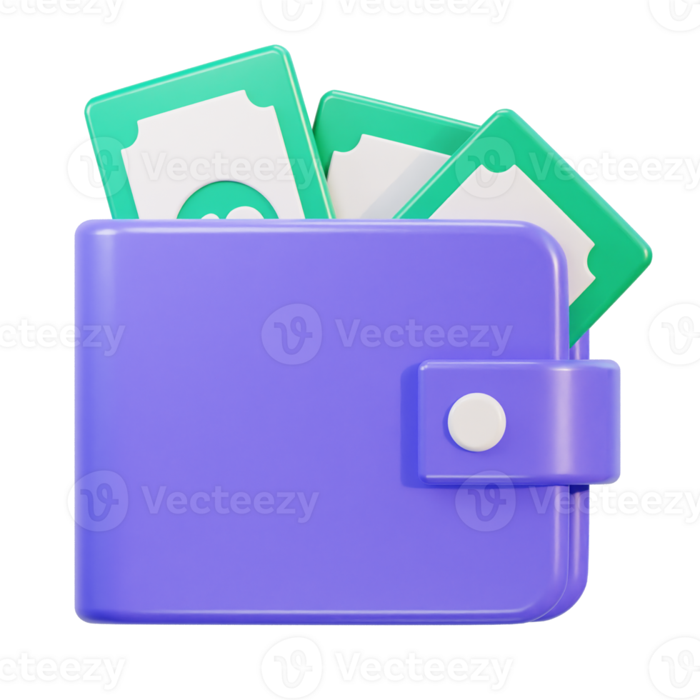 3d wallet icon with money png