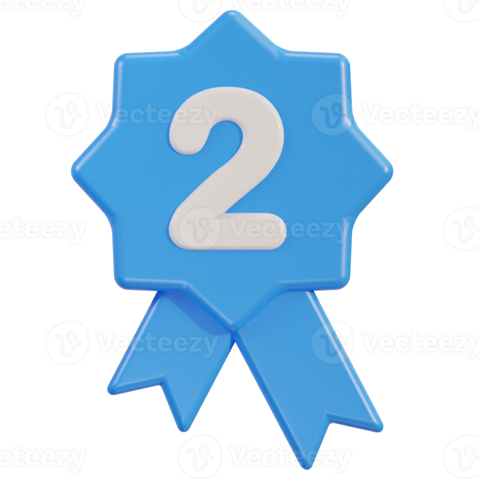 3d nombre deux badge icône png