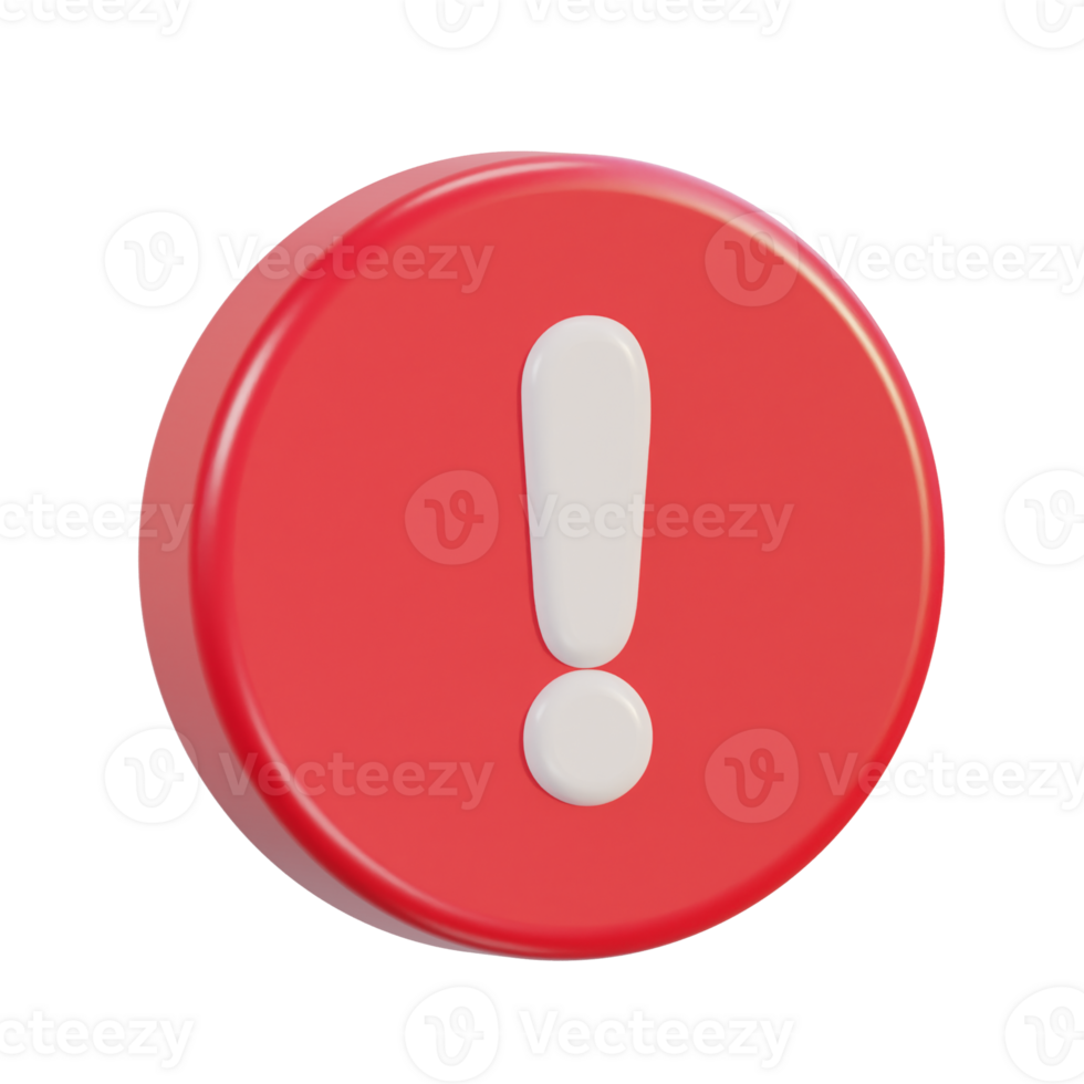 3d warning or danger risk message alert problem icon png