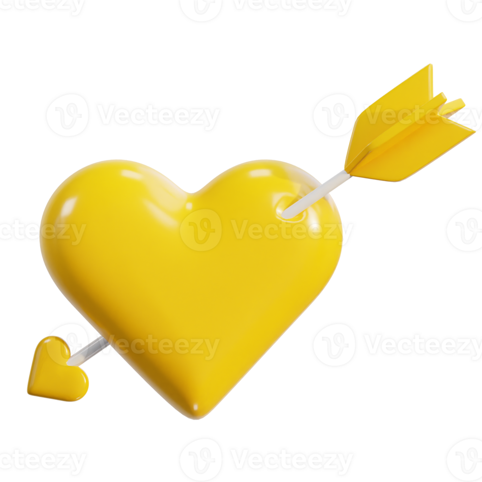 Love with arrow icon 3d render on isolated background png