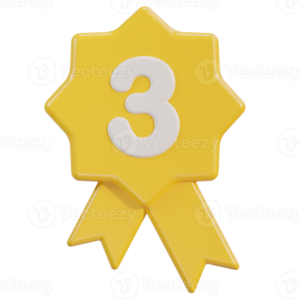3d number three badge icon png