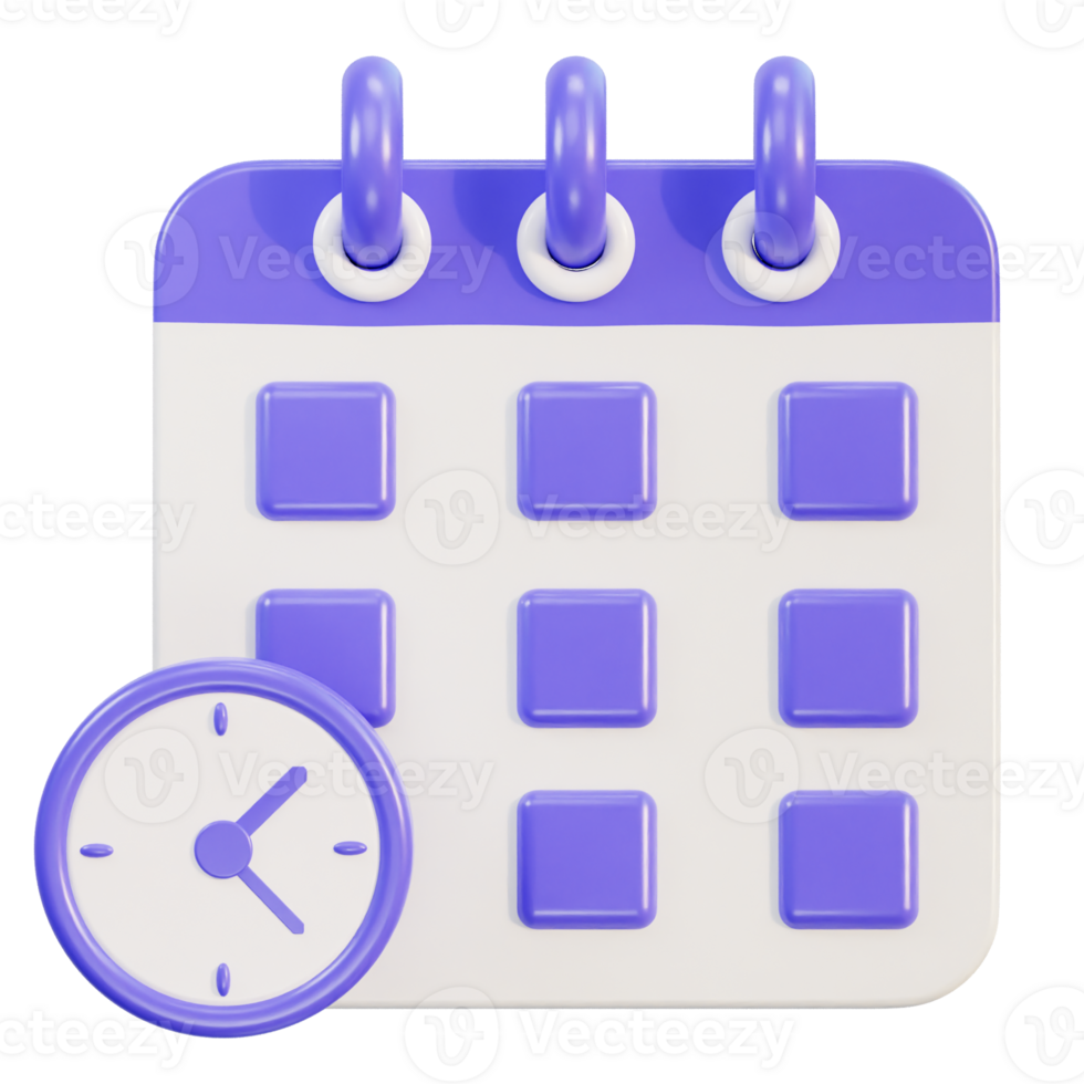 kalender 3d icoon met ringen, datum tijd beheer png