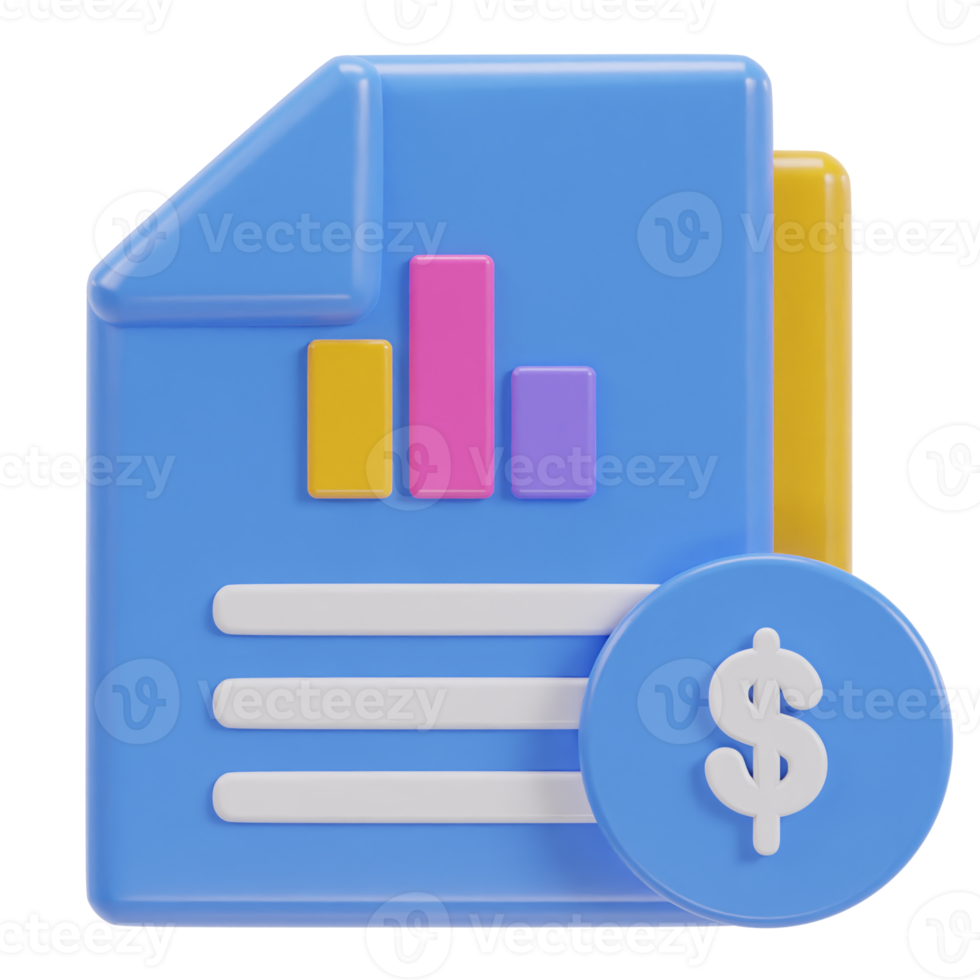 Financial business report concept with dollar coin stacks and financial data chart icon png