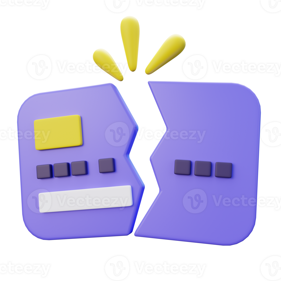 Broken Credit Card 3D Icon png