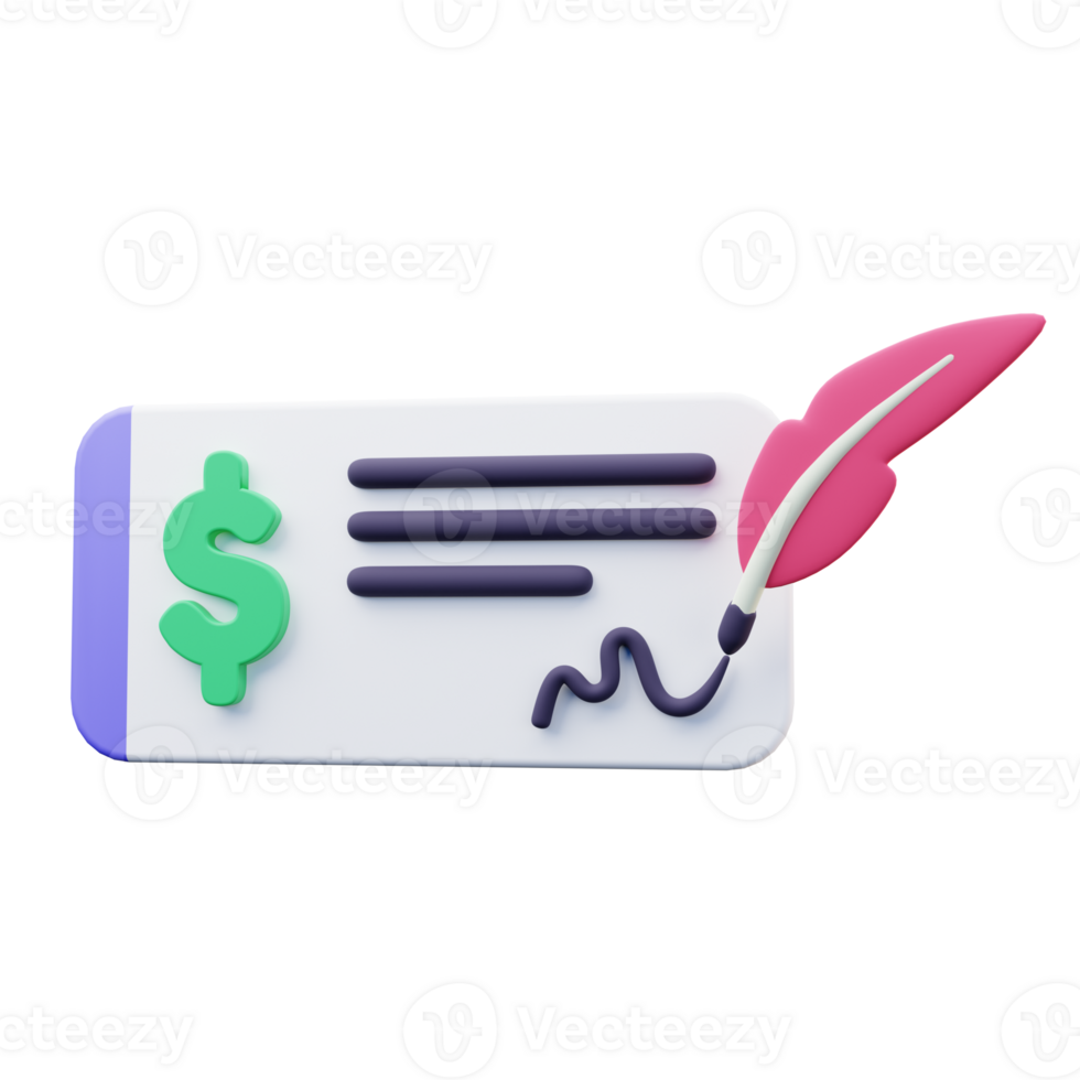 Cheque Payment 3D Icon png