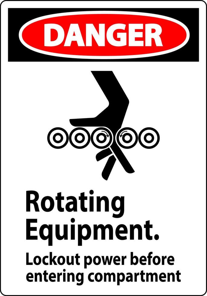 Danger Sign, Rotating Equipment, Lockout Power Before Entering Compartment vector