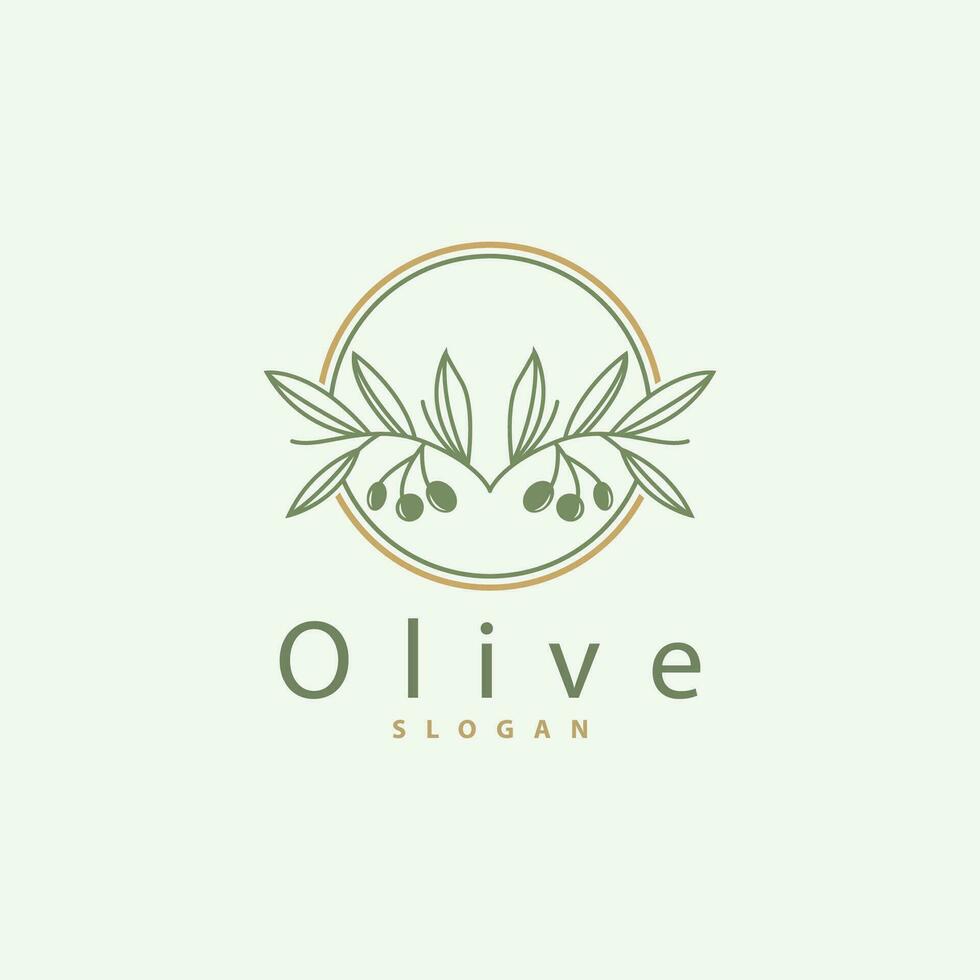 Olive Oil Logo Premium Design Fresh Plant Garden Simple Minimalist Templet Symbol Illustration vector